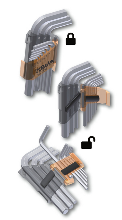 Chiavi maschio esagonale piegate cromate Set - Art. 96/SC9 - Beta Utensili