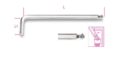 Chiave maschio esagonale piegata con estremità sferica e cromata - Art. 96BPC - Beta Utensili