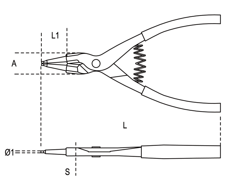 Pinze a becchi diritti per anelli elastici di sicurezza - Art. 1036 - Beta Utensili