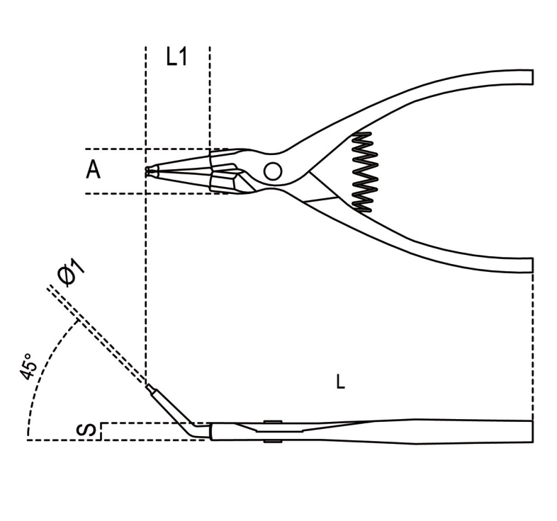 Pinze a becchi piegati a 45° per anelli elastici di sicurezza - Art. 1037 - Beta Utensili